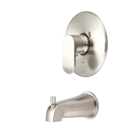 OLYMPIA FAUCETS Single Handle Tub Trim Set, Wallmount, Brushed Nickel T-2331-BN